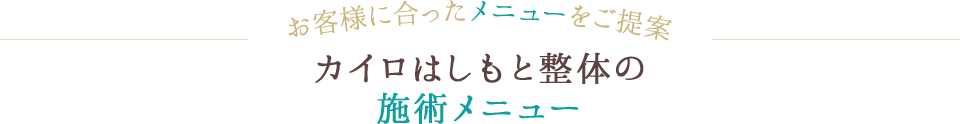 カイロはしもと整体の施術メニュー